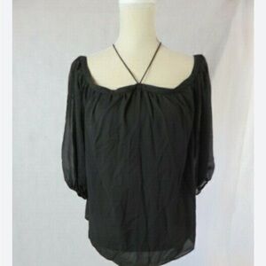 1. State 3/4 Sheer Sleeve Black Blouse sz 2X